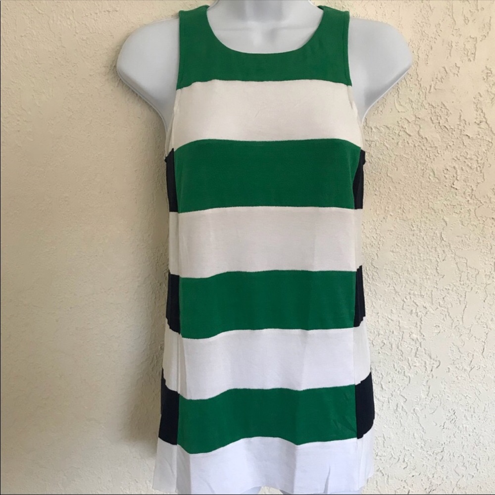 Fitted Stripped Tank Green/Navy sz Small